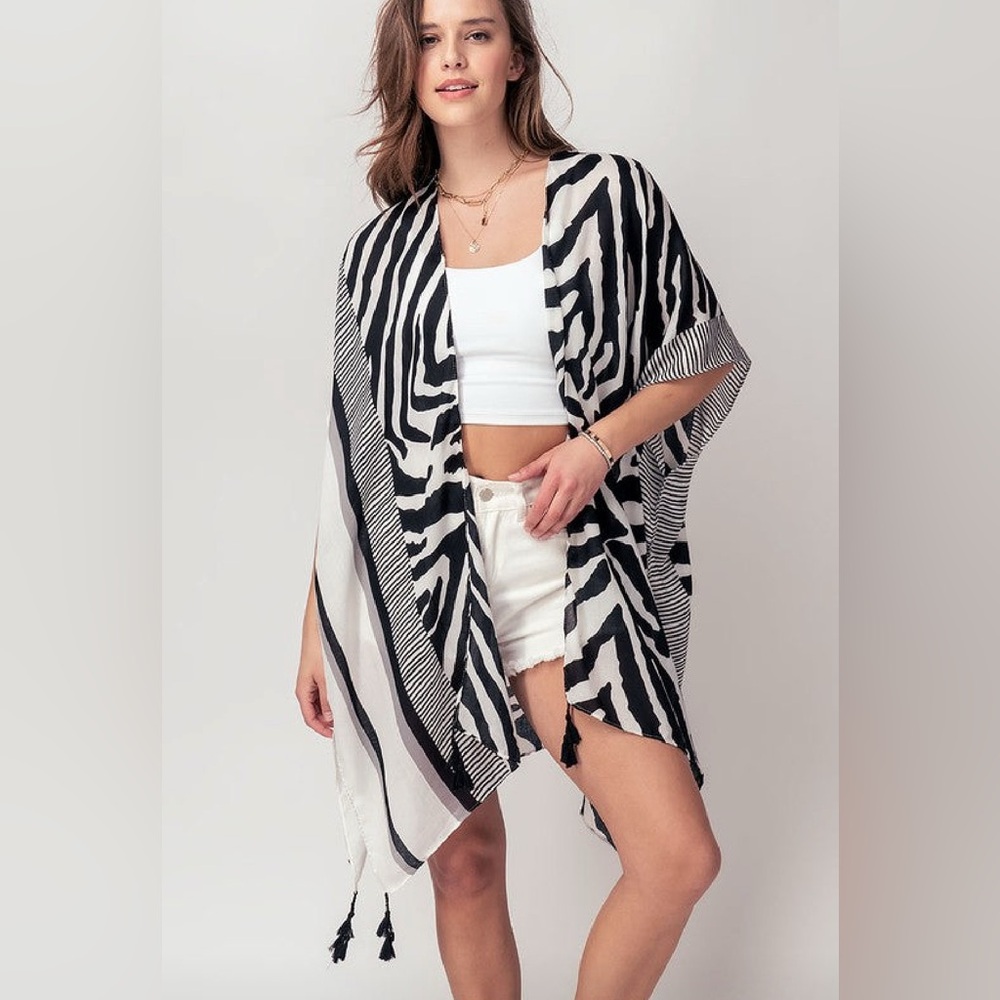 Zebra Print Kimono Cardigan